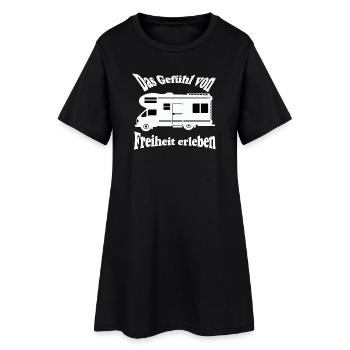 Gefühl von Freiheit: Wohnmobil-Reise - Frauen T-Shirt-Kleid - Schwarz - Vorne
