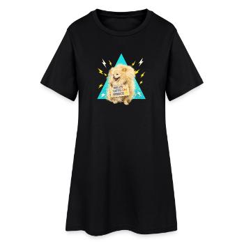 Chien féministe sur triangle bleu - Robe T-shirt Femme - noir - Devant