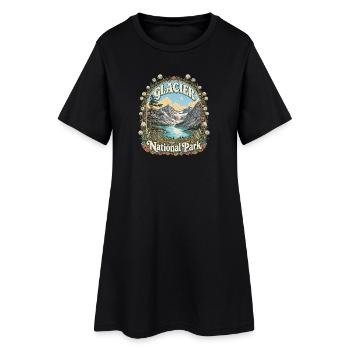 Parc national des Glaciers, États-Unis, Montana Randonnée Vintage - Robe T-shirt Femme - noir - Devant