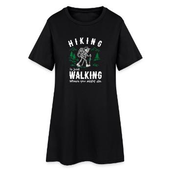 Squelette de randonnée drôle et citation - Robe T-shirt Femme - noir - Devant