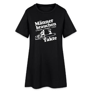 Männer brauchen zwei Hände , Motorsäge - Frauen T-Shirt-Kleid - Schwarz - Vorne