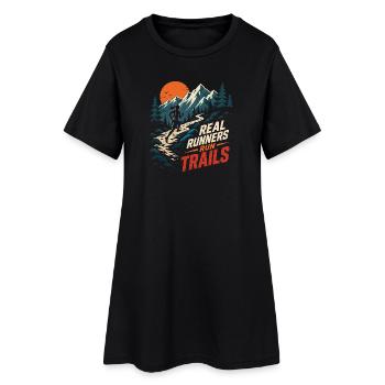 Real Runners Run Trails Mountain Sunset - Women’s T-Shirt Dress - black - Front