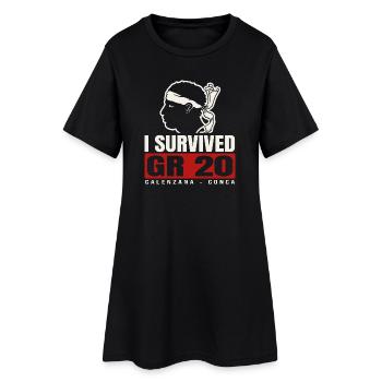GR20 Korsika Trekking Wanderung Finisher T-Shirt - Frauen T-Shirt-Kleid - Schwarz - Vorne