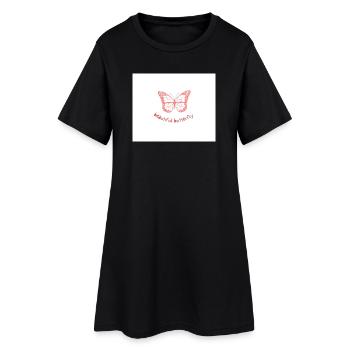 Pink Butterfly Emblem Art - Women’s T-Shirt Dress - black - Front