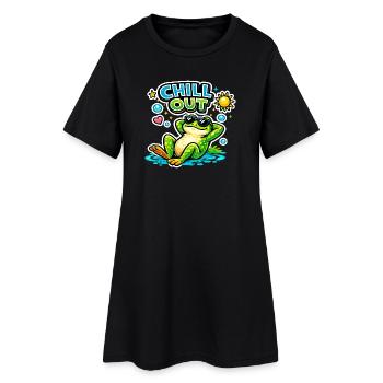 Détendez-vous au bord de la piscine - Robe T-shirt Femme - noir - Devant