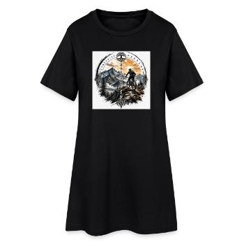 Nordic Mountainbike Sonnenpfad - Frauen T-Shirt-Kleid - Schwarz - Vorne