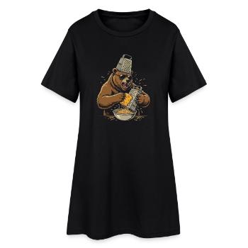Ours avec des pâtes râpeuse au fromage - Robe T-shirt Femme - noir - Devant
