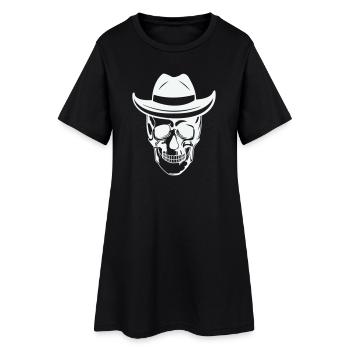 Skull mit Sonnenbrille - Frauen T-Shirt-Kleid - Schwarz - Vorne