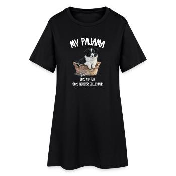 Dog Border Collie Pyjamas - Frauen T-Shirt-Kleid - Schwarz - Vorne