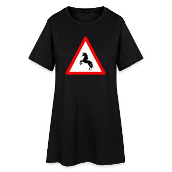 Hüte dich vor Einhörnern voraus - Frauen T-Shirt-Kleid - Schwarz - Vorne