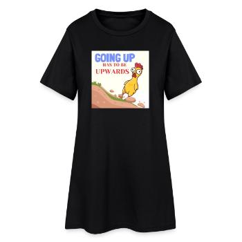 Humour motivant de Drôle de poulet qui monte vers le haut - Robe T-shirt Femme - noir - Devant