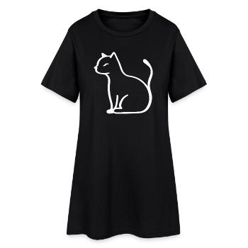 Dessin au trait de chat - Robe T-shirt Femme - noir - Devant