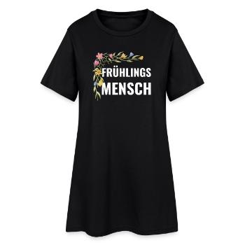Frühlingsmensch – Blumen Statement - Frauen T-Shirt-Kleid - Schwarz - Vorne