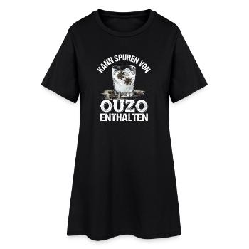Kann Spuren Vonn Ouzo Enthalten - Frauen T-Shirt-Kleid - Schwarz - Vorne