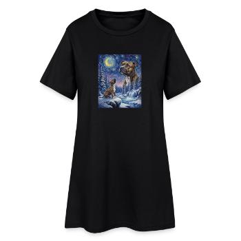 Hurlement au chien de la lune Staffordshire Terrier - Robe T-shirt Femme - noir - Devant