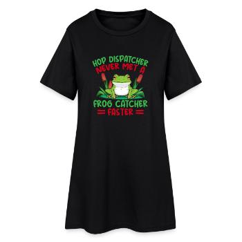 Frog Catcher Hop Dispatcher Never Met A Catcher - Frauen T-Shirt-Kleid - Schwarz - Vorne