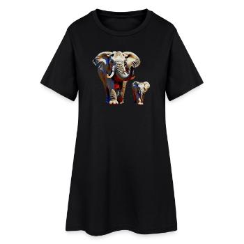 Éléphants - Robe T-shirt Femme - noir - Devant