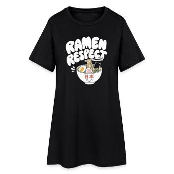 Ramen Respect Kawaii Noodle Bowl - Frauen T-Shirt-Kleid - Schwarz - Vorne