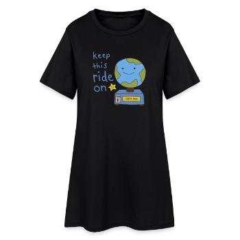 Keep This Ride On Cute Kawaii Earth - Women’s T-Shirt Dress - black - Front