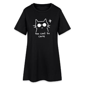 Trop cool pour s’en soucier, chat minimaliste drôle - Robe T-shirt Femme - noir - Devant