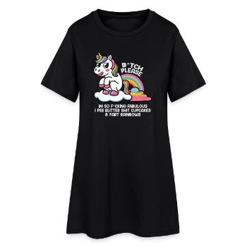 Glitzerndes Einhorn mit Regenbogen Geschenk - Frauen T-Shirt-Kleid - Schwarz - Vorne