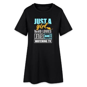 Einfach ein Mädchen, das Ratten liebt und gerne fe - Frauen T-Shirt-Kleid - Schwarz - Vorne