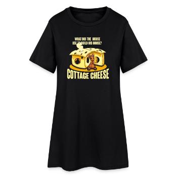 Womit hat die Maus ihr Haus gebaut? - Frauen T-Shirt-Kleid - Schwarz - Vorne
