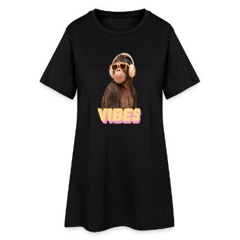 Cool Vibes Monkey with Headphones - Women’s T-Shirt Dress - black - Front