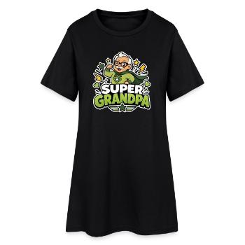 Super Grandpa Superhero Grandpa - Funny Comic Hero - Women’s T-Shirt Dress - black - Front