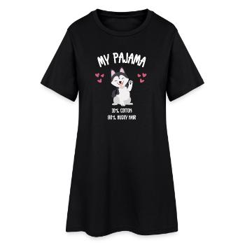 Pyjama en poil de husky pour chien - Robe T-shirt Femme - noir - Devant