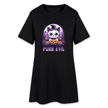 Kawaii Neko Anime Halloween Cat Club - Women’s T-Shirt Dress - black - Front