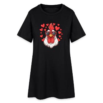 Herz Huhn mit Sonnenbrille - Frauen T-Shirt-Kleid - Schwarz - Vorne