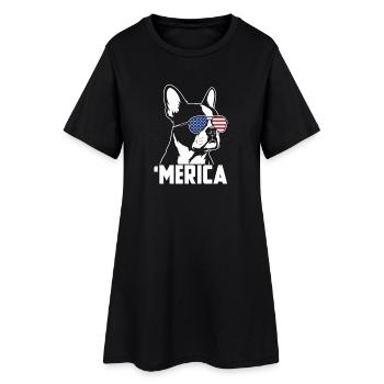 Merica USA Flag Patriotic Boston Terrier - Robe T-shirt Femme - noir - Devant