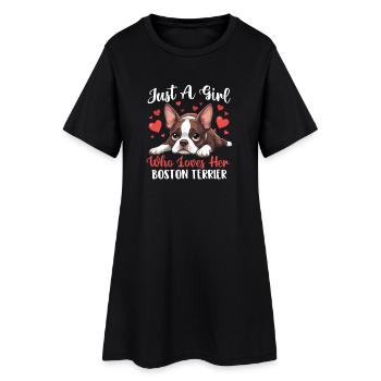 La fille adore le Boston Terrier Amoureuse de la mère du chien - Robe T-shirt Femme - noir - Devant