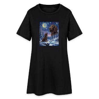Hurlant au chien de la Lune American Water Spaniel - Robe T-shirt Femme - noir - Devant