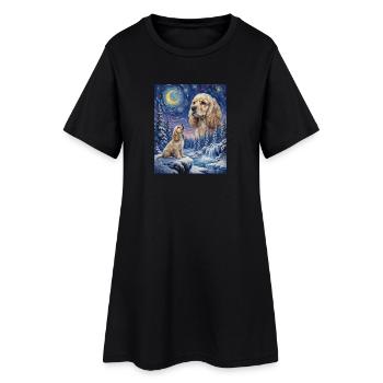 Hurlement vers la Lune Mème Animal Chien Cocker Spaniel - Robe T-shirt Femme - noir - Devant
