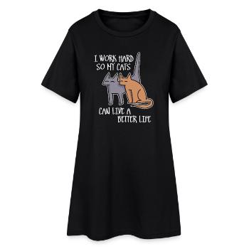 Je travaille dur pour que mes chats puissent vivre une vie meilleure - Robe T-shirt Femme - noir - Devant