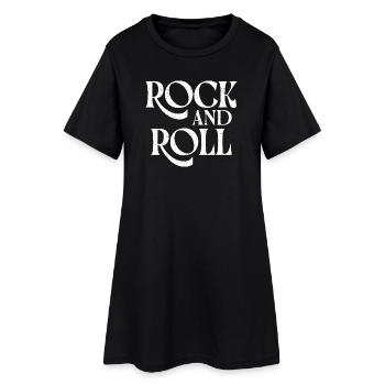 Vintage-Rock'n'Roll-Typografie - Frauen T-Shirt-Kleid - Schwarz - Vorne