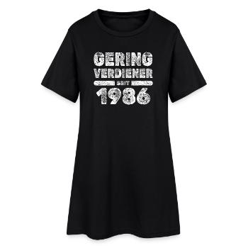 Geringverdiener 1986 - Frauen T-Shirt-Kleid - Schwarz - Vorne