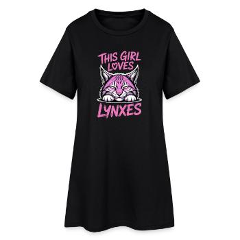 Luchs Sprüche Luchse Mädchen Lustig Luchs Geschenk - Frauen T-Shirt-Kleid - Schwarz - Vorne
