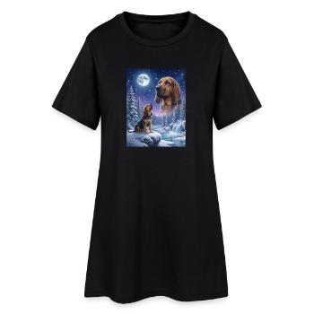 Howling to the Moon Meme Dog Bloodhound - Women’s T-Shirt Dress - black - Front