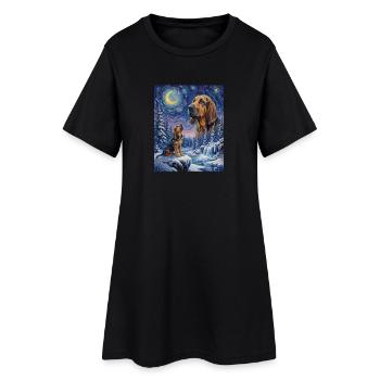 Hurlant vers la Lune Mème Chien Sanglier - Robe T-shirt Femme - noir - Devant