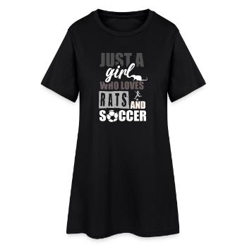 Just a girl who loves rats and football - Women’s T-Shirt Dress - black - Front