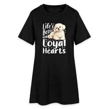 Race de chien Bichon Frisé - Robe T-shirt Femme - noir - Devant