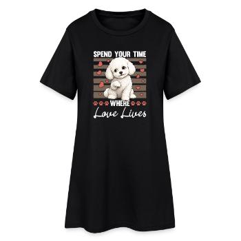 Bichon Frise Dog Breed - Frauen T-Shirt-Kleid - Schwarz - Vorne