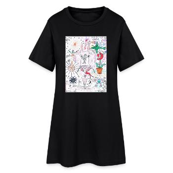 Weißverrückter - Frauen T-Shirt-Kleid - Schwarz - Vorne