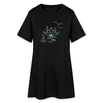 Sonnenuntergang - Frauen T-Shirt-Kleid - Schwarz - Vorne