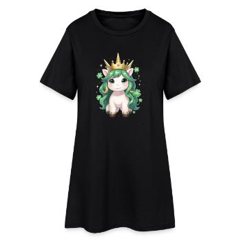 Licorne verte avec couronne pour la Saint-Patrick - Robe T-shirt Femme - noir - Devant