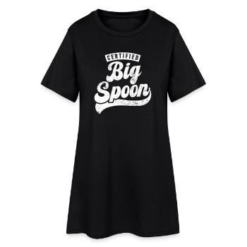 Zertifizierter Big Spoon - Frauen T-Shirt-Kleid - Schwarz - Vorne