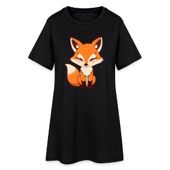Niedlicher Fuchs Geschenk Naturliebhaber Wanderer - Frauen T-Shirt-Kleid - Schwarz - Vorne